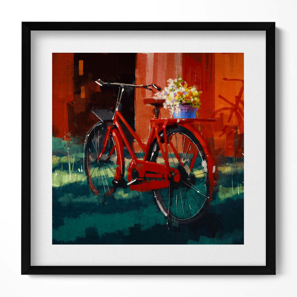 Tablou rama unic O bicicletă cu un aranjament floral