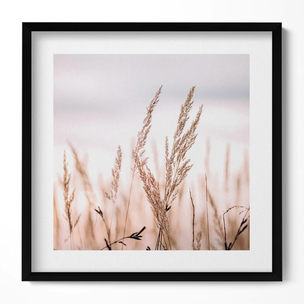 Tablou living cu rama unic Stil boho cu iarbă naturală