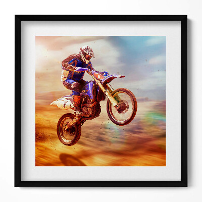 Tablou living cu rama unic Motociclist în deșert