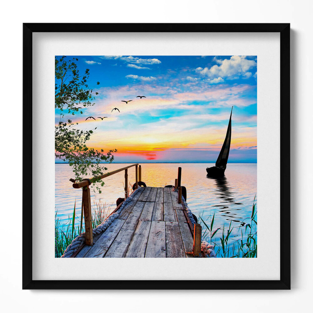 Tablou rama unic Barcă cu pânze pe lac