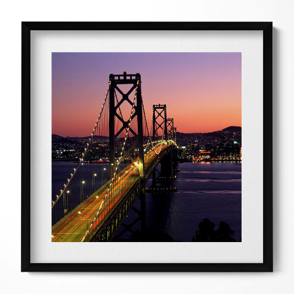 Tablou rama unic Podul și apusul de soare din San Francisco