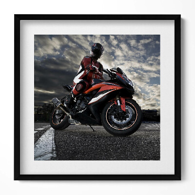 Tablou living cu rama unic Bărbat pe motocicletă