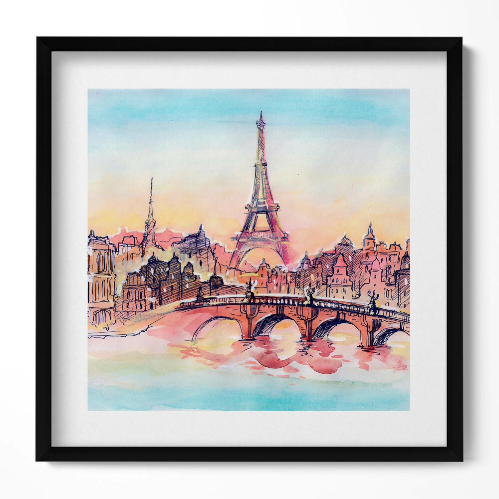 Tablou rama unic Vedere pictată a Parisului