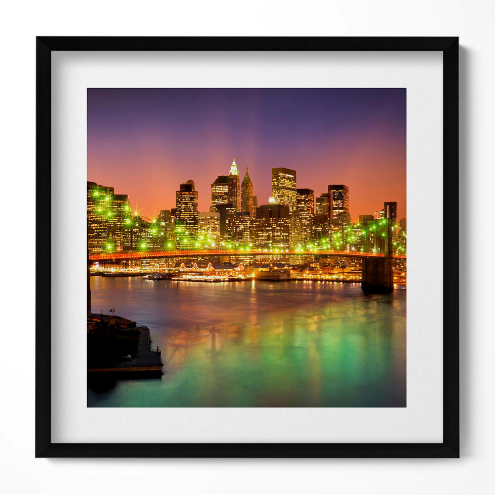 Tablou living cu rama unic Podul Brooklyn noaptea