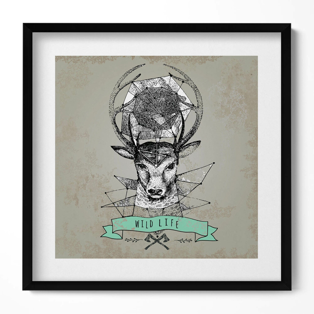 Tablou living cu rama unic Cap de cerb