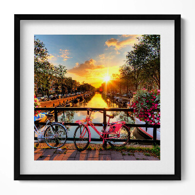 Tablou living cu rama unic Răsărit de soare peste Amsterdam