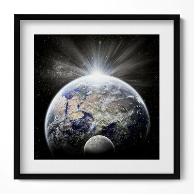 Tablou living cu rama unic Vedere a Pământului și a Lunii