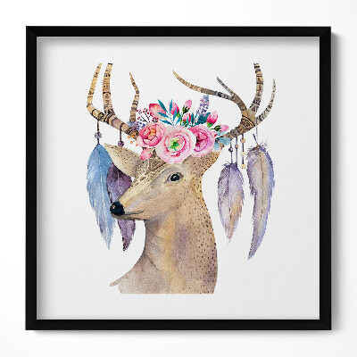 Tablou rama unic Cap de cerb și flori