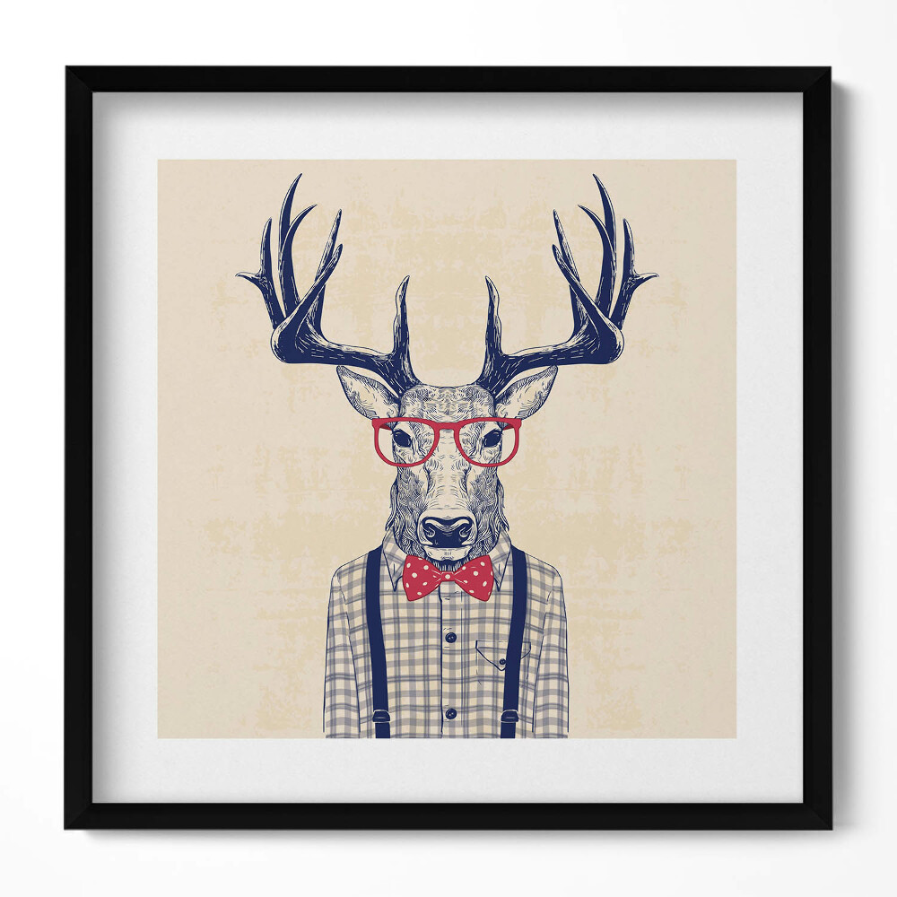 Tablou rama unic Cerb într-o cămașă și o fundă de jazz
