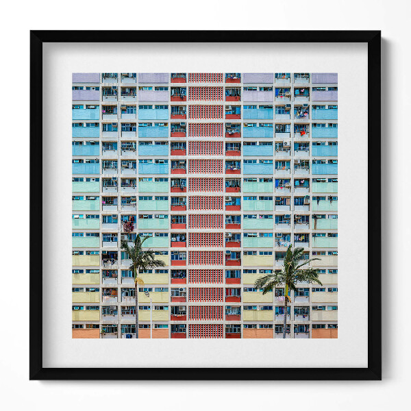 Tablou living cu rama unic Clădire colorată Hong Kong