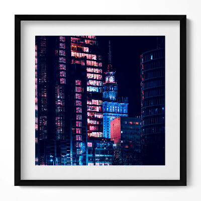 Tablou living cu rama unic Varșovia noaptea