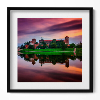 Tablou living cu rama unic Răsăritul soarelui la Castelul Regal Wawel