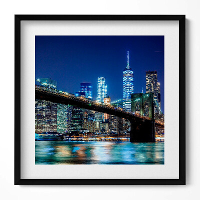 Tablou living cu rama unic Podul Brooklyn, New York, noaptea