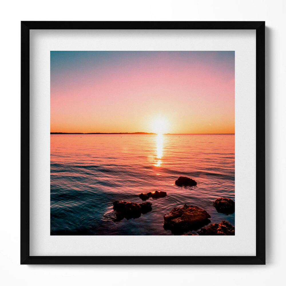 Tablou living cu rama unic Stânci la apus