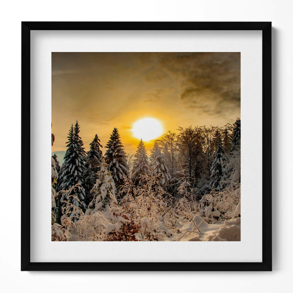 Tablou living cu rama unic Peisaj de iarnă Beskidy