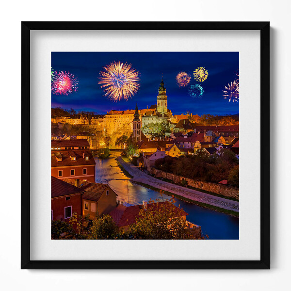 Tablou living cu rama unic Focuri de artificii cehe Krumlov