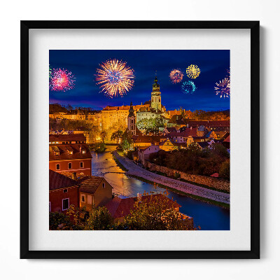 Tablou living cu rama unic Focuri de artificii cehe Krumlov