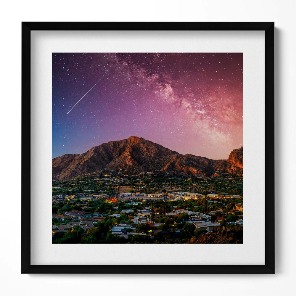 Tablou rama unic Munți cu o galaxie pe cer