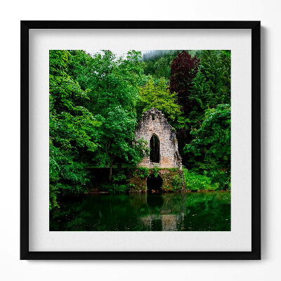 Tablou rama unic Ruinele vechii capele din Chamonix, Franța