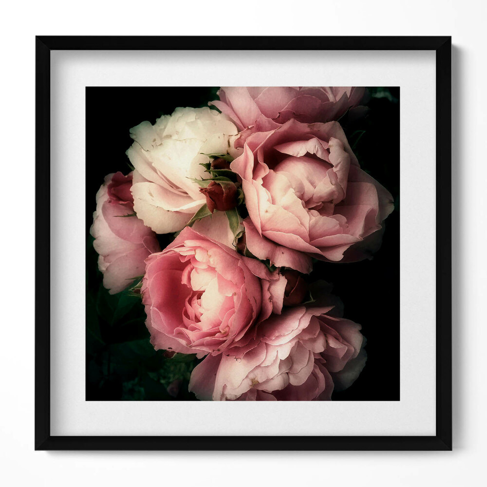 Tablou rama unic buchet de trandafiri roz vintage