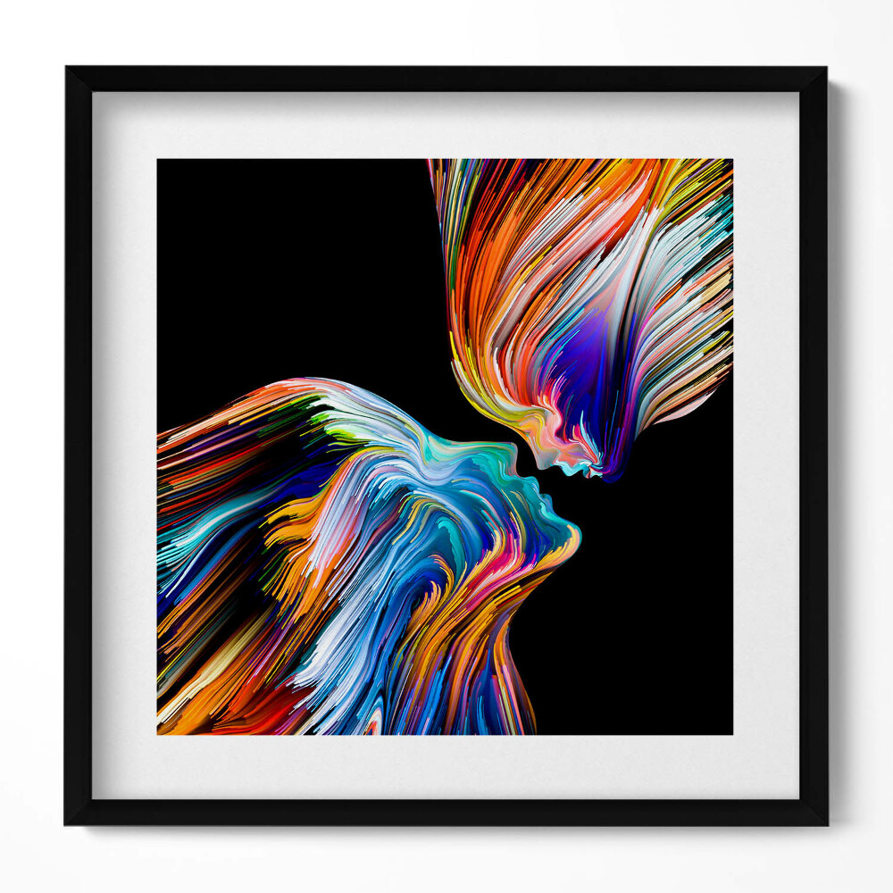 Tablou living cu rama unic Fețe umane colorate abstracte