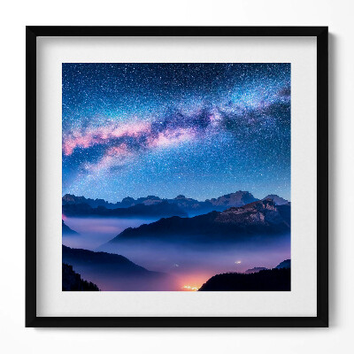 Tablou living cu rama unic Cer înstelat peste munți
