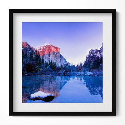 Tablou rama unic Peisaj lacustru de iarnă