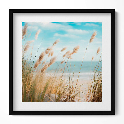 Tablou rama unic Peisaj de iarbă de plajă și stil boho marin