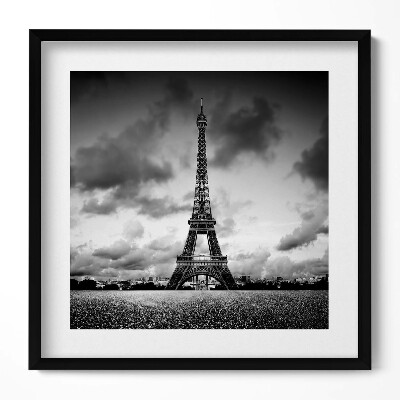 Tablou rama unic Peisaj alb-negru al Franței cu Turnul Eiffel