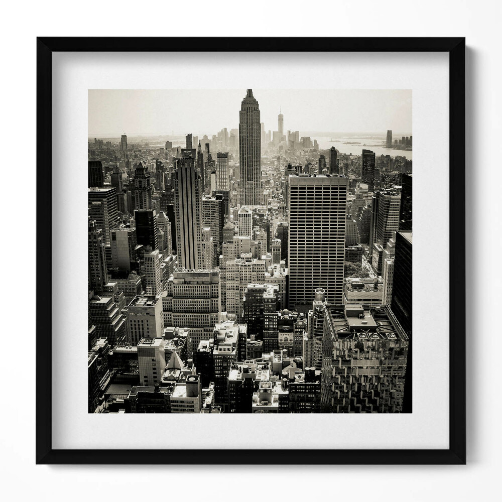 Tablou rama unic Vedere alb-negru a orașului New York