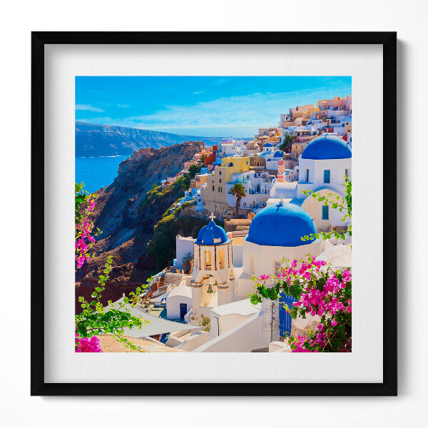 Tablou rama unic Vedere a arhitecturii grecești din Santorini
