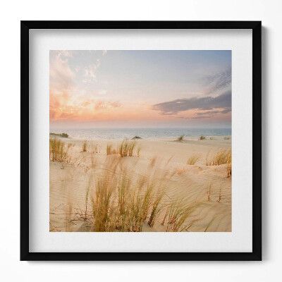 Tablou rama unic Peisaj boho cu ierburi delicate, mare și cer