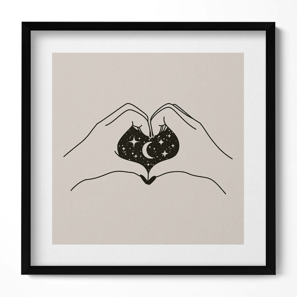 Tablou rama unic Inimă de palmier și spațiu - ilustrație