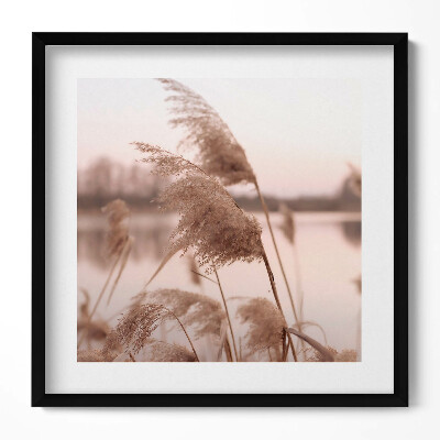 Tablou living cu rama unic Peisaj romantic cu iarbă și lac în stil boho