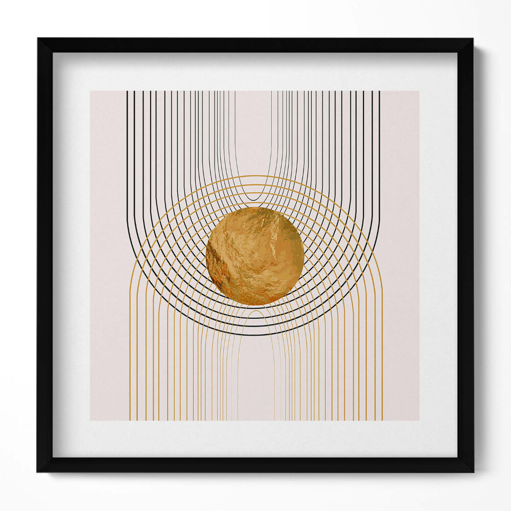 Tablou rama unic Forme minimaliste abstracte boho cu aur