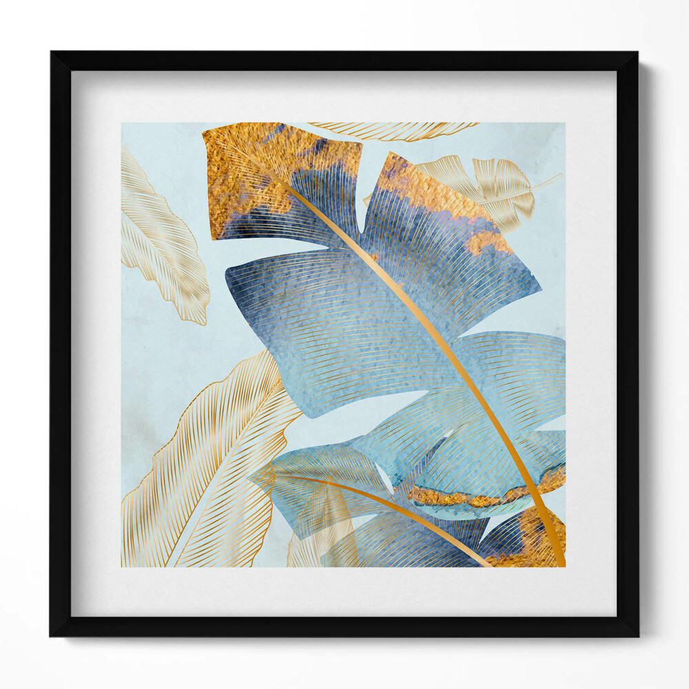 Tablou rama unic Frunze de bananier glamour cu aur