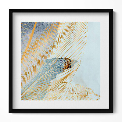 Tablou living cu rama unic Frunze de bananier glamour cu aur