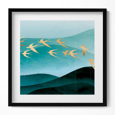 Tablou rama unic Ilustrație a păsărilor aurii pe cer