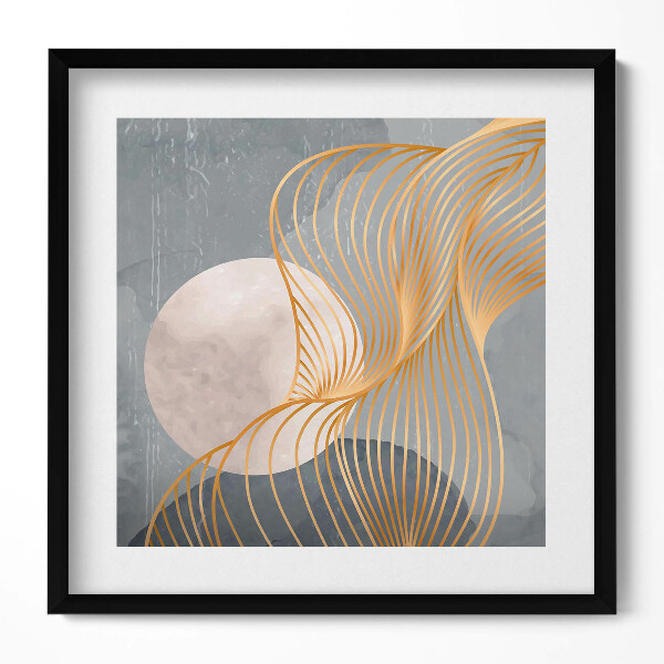 Tablou living cu rama unic Ilustrație abstractă a lunii cu aur