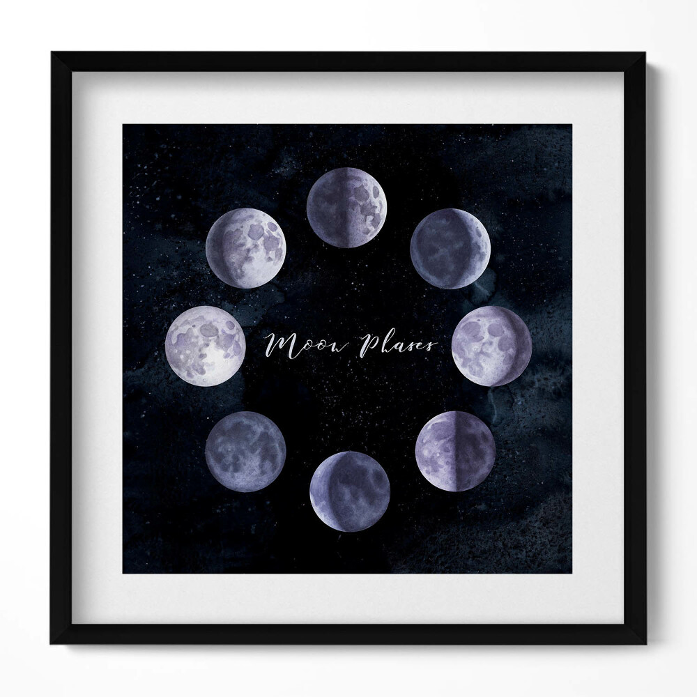 Tablou living cu rama unic Ilustrație a fazelor lunii