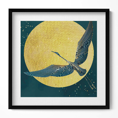 Tablou living cu rama unic Macara abstractă pe soarele auriu