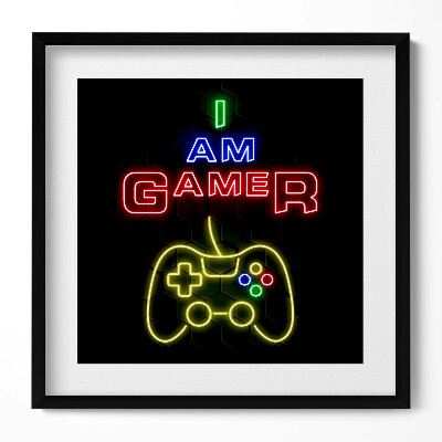 Tablou rama unic „Indicator neon pentru jucători «Sunt jucător»”