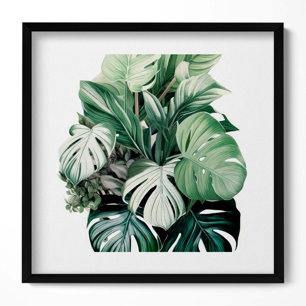 Tablou rama unic Frunze de Monstera pictate