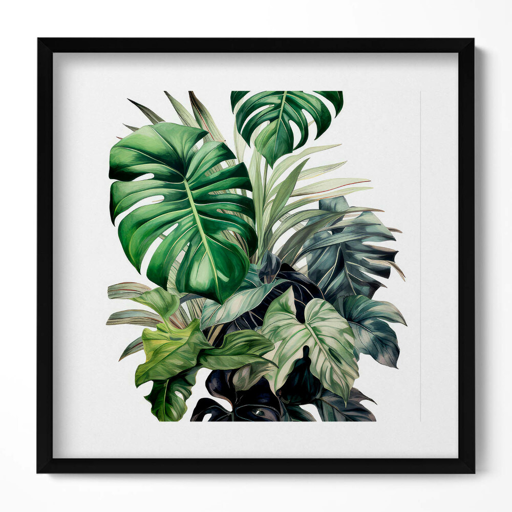 Tablou rama unic Frunze de Monstera pictate