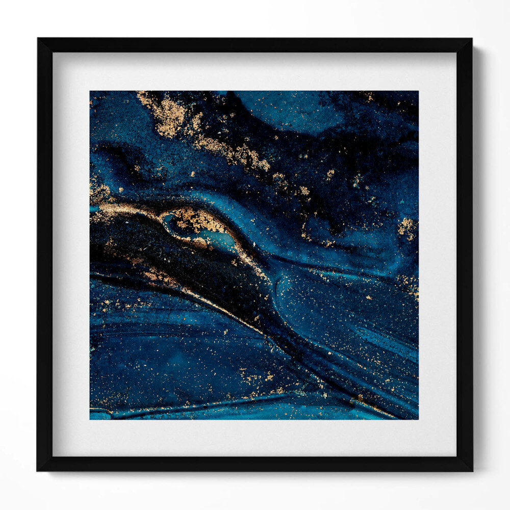 Tablou living cu rama unic Abstracție lichidă cu particule de aur