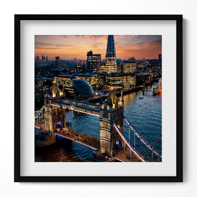 Tablou living cu rama unic Podul Londrei seara, din vedere de sus