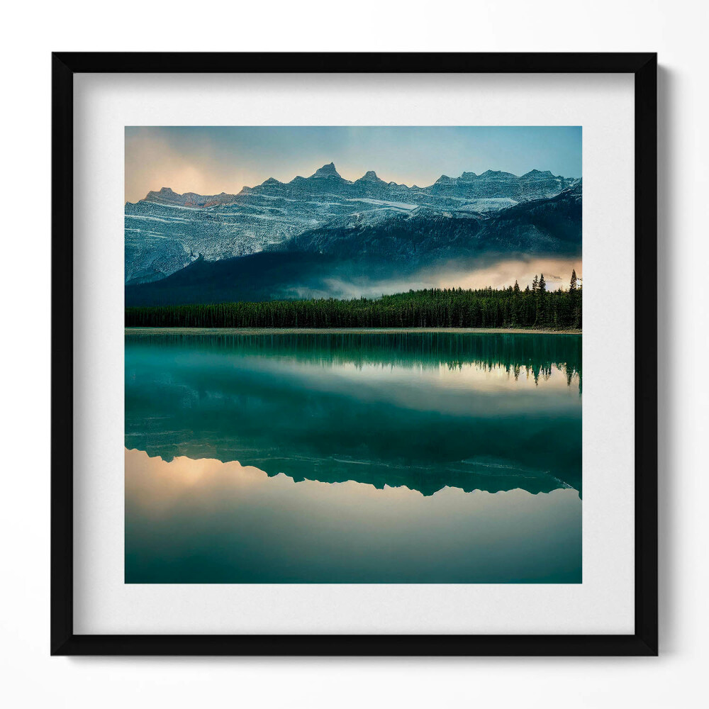 Tablou rama unic Peisaj cu lac, pădure și munți