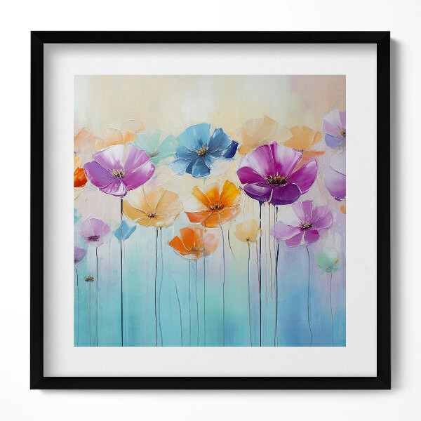 Tablou living cu rama unic Flori colorate pictate