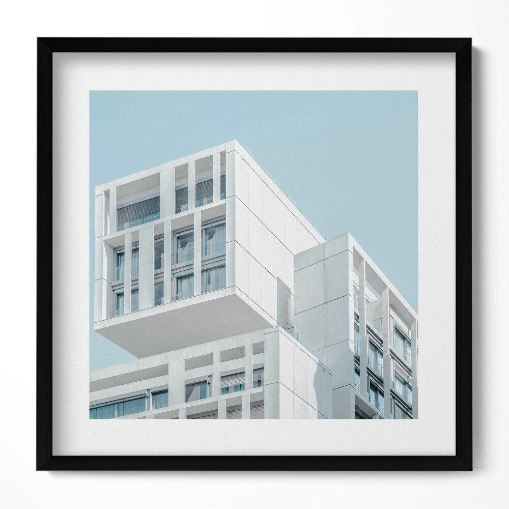 Tablou living cu rama unic Arhitectură minimalistă a clădirii albe