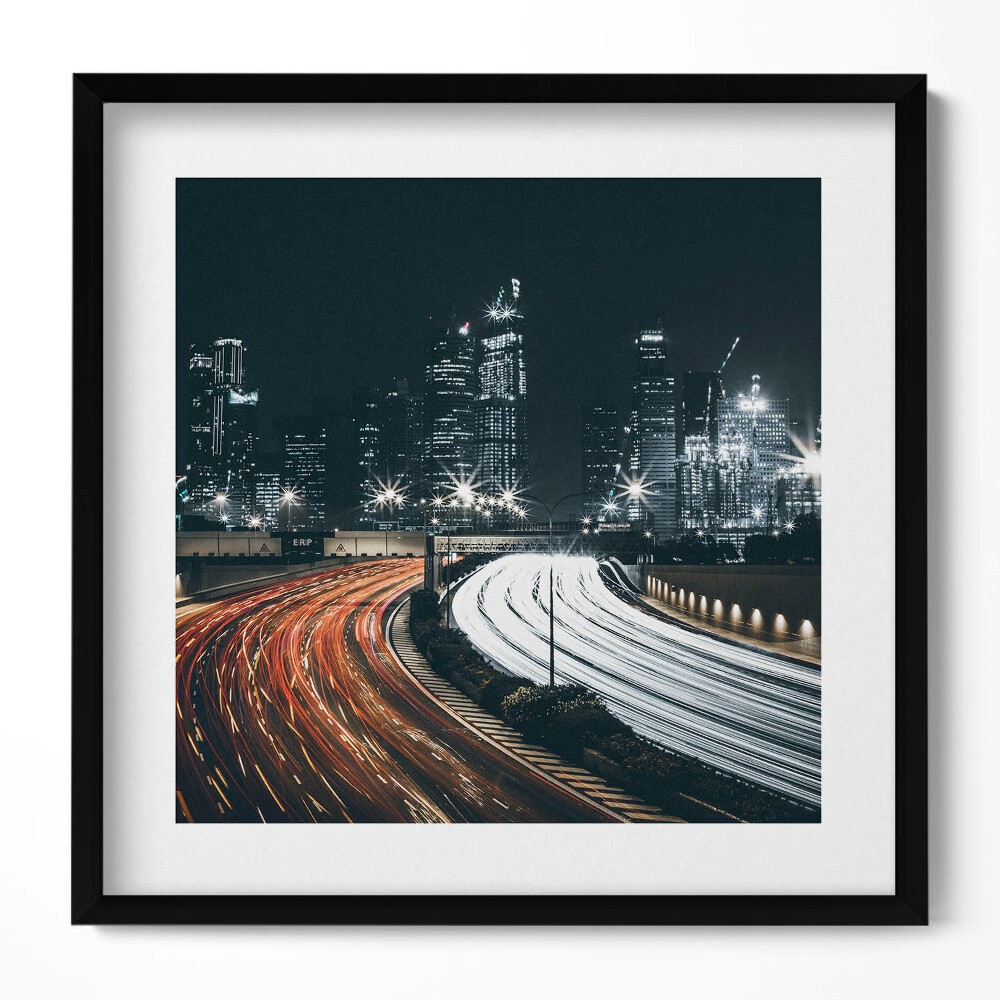 Tablou living cu rama unic Străzile aglomerate ale orașului noaptea